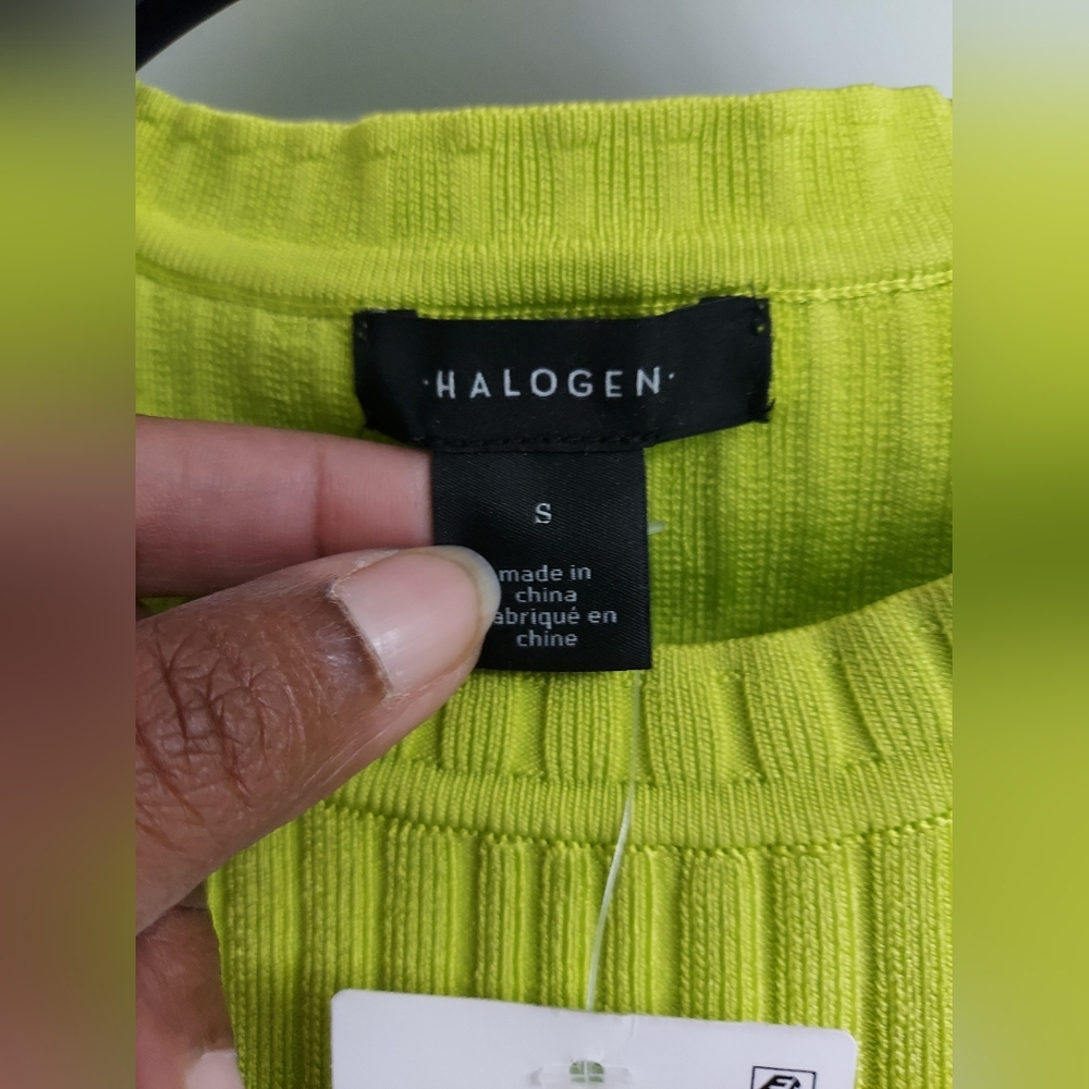NWT Halogen Vibrant Green Peplum Sweater Top - Picture 4 of 8